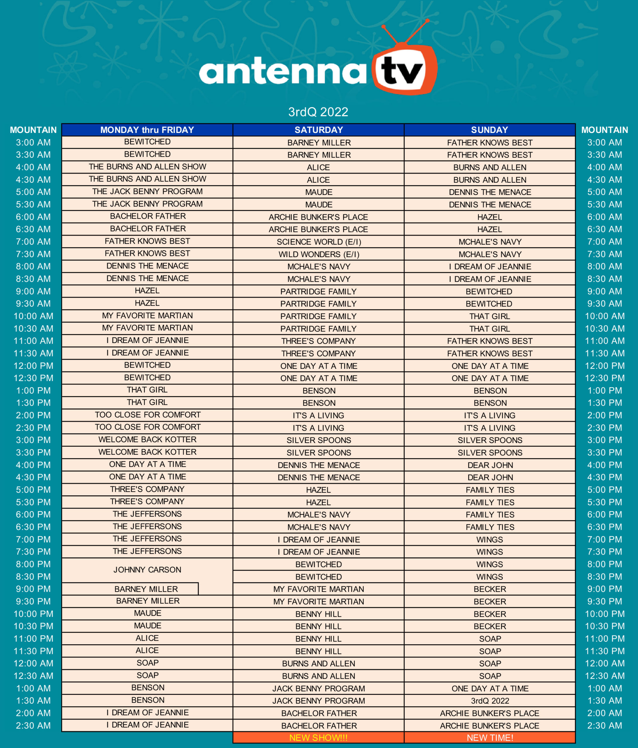 Mountain Schedule Antenna TV